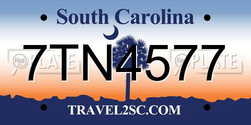 7TN4577 South Carolina License Plate