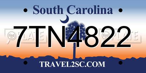 7TN4822 South Carolina License Plate