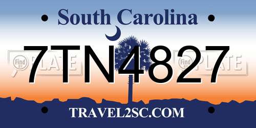 7TN4827 South Carolina License Plate