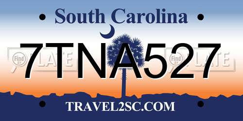 7TNA527 South Carolina License Plate