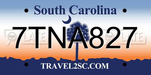 7TNA827 South Carolina License Plate
