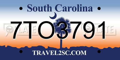 7TO3791 South Carolina License Plate