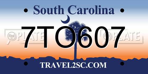 7TO607 South Carolina License Plate