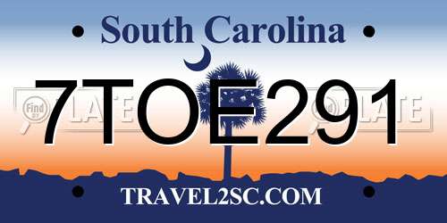 7TOE291 South Carolina License Plate