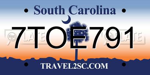 7TOE791 South Carolina License Plate