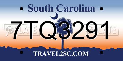 7TQ3291 South Carolina License Plate