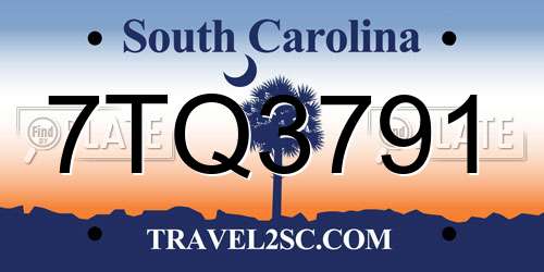 7TQ3791 South Carolina License Plate
