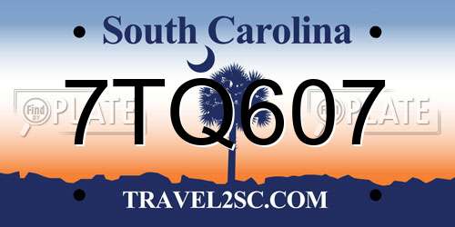 7TQ607 South Carolina License Plate