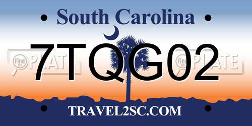 7TQG02 South Carolina License Plate