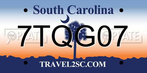 7TQG07 South Carolina License Plate