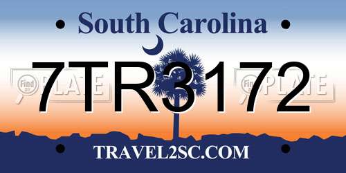 7TR3172 South Carolina License Plate