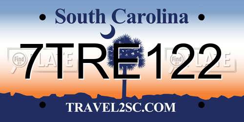 7TRE122 South Carolina License Plate