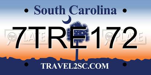 7TRE172 South Carolina License Plate