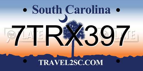 7TRX397 South Carolina License Plate