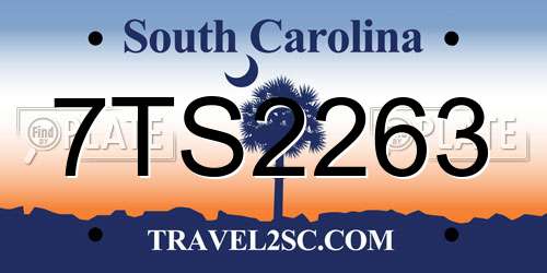 7TS2263 South Carolina License Plate