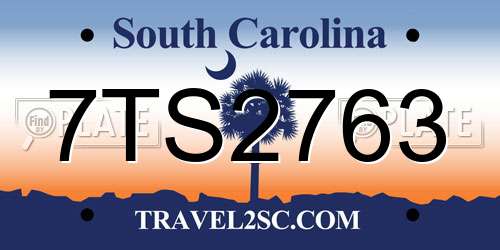 7TS2763 South Carolina License Plate