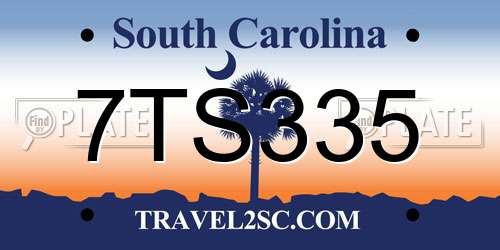7TS335 South Carolina License Plate