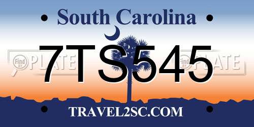 7TS545 South Carolina License Plate
