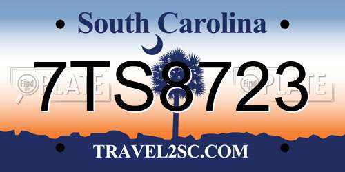 7TS8723 South Carolina License Plate