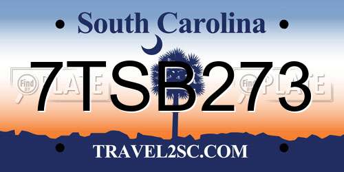 7TSB273 South Carolina License Plate