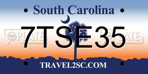 7TSE35 South Carolina License Plate