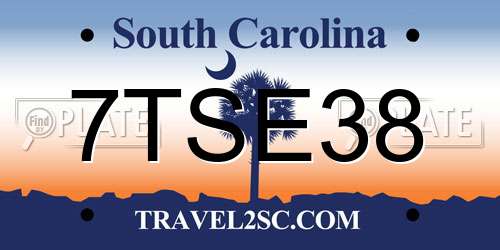 7TSE38 South Carolina License Plate