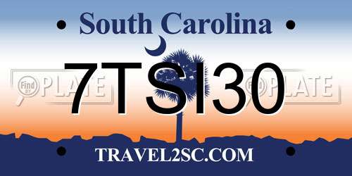 7TSI30 South Carolina License Plate