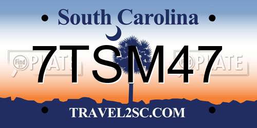 7TSM47 South Carolina License Plate