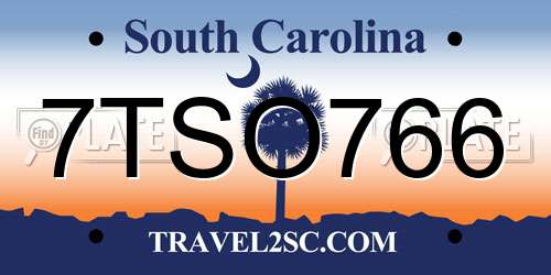 7TSO766 South Carolina License Plate