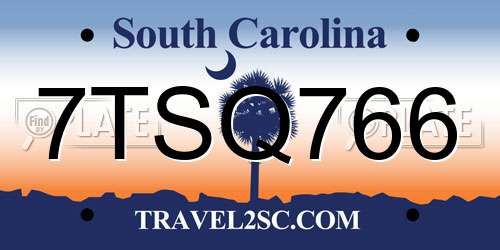7TSQ766 South Carolina License Plate