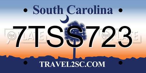 7TSS723 South Carolina License Plate