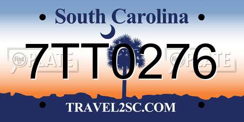 7TT0276 South Carolina License Plate