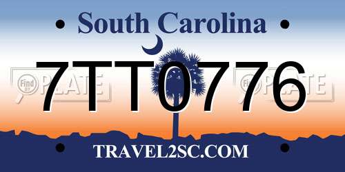 7TT0776 South Carolina License Plate