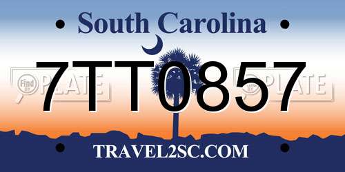 7TT0857 South Carolina License Plate