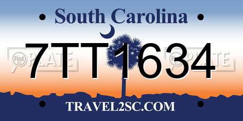 7TT1634 South Carolina License Plate