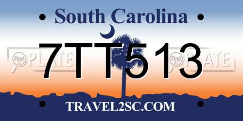 7TT513 South Carolina License Plate