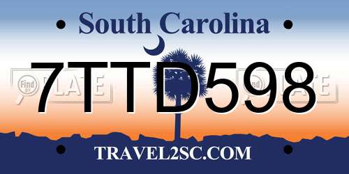 7TTD598 South Carolina License Plate