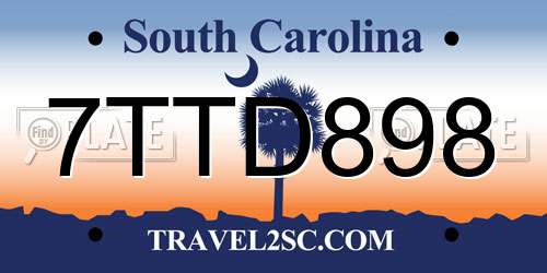 7TTD898 South Carolina License Plate