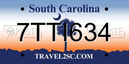 7TTI634 South Carolina License Plate