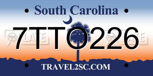 7TTO226 South Carolina License Plate