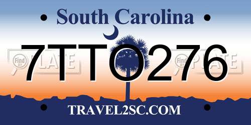 7TTO276 South Carolina License Plate