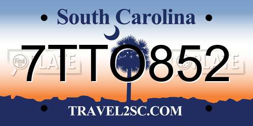 7TTO852 South Carolina License Plate