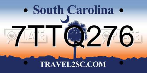 7TTQ276 South Carolina License Plate