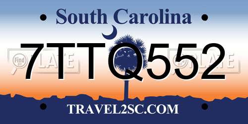 7TTQ552 South Carolina License Plate