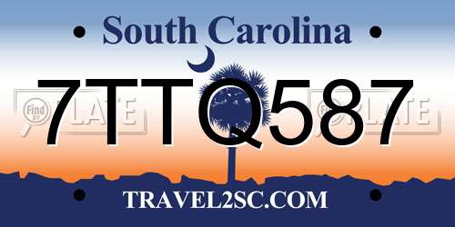 7TTQ587 South Carolina License Plate