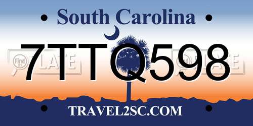 7TTQ598 South Carolina License Plate