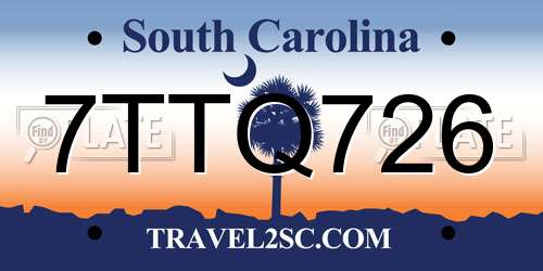 7TTQ726 South Carolina License Plate