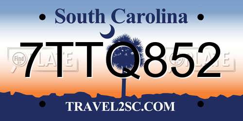 7TTQ852 South Carolina License Plate