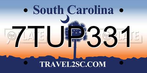7TUP331 South Carolina License Plate