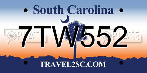 7TW552 South Carolina License Plate